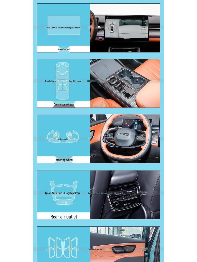 5th Gen Chery Tiggo 8 Gear Shift Button Protection Film for 26 Models