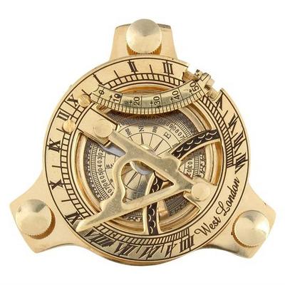 7.62 Cm Brass Golden Sundial Compass Nautical Sun Clock Direction Finder Compass