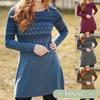 HNXC Damenmode Herbst Winter Langarm O-Ausschnitt Lässige Kleider Klassisch Exquisit