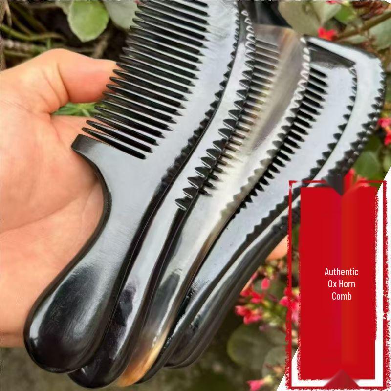 Large Anti-static Black Buffalo Horn Comb for Long Hair