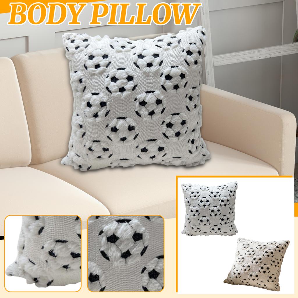 Decorative Square Throw Pillow with Soccer Ball Pattern Soft Textured Surface for Living Room Bedroom Sofa Chair Bed