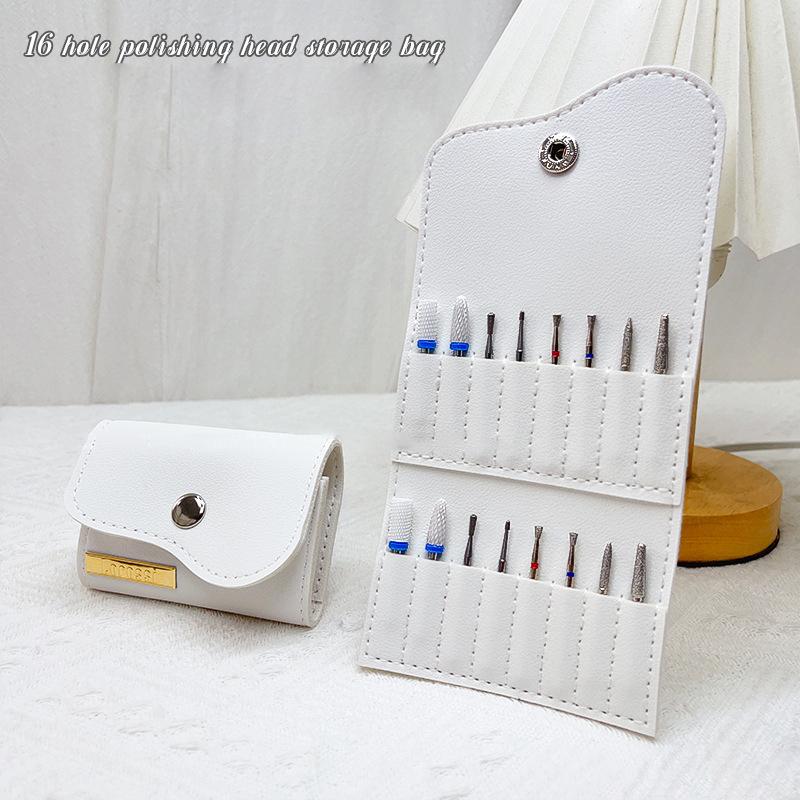 16 Positionen Faltbare Nagelfräser Bits Tasche Tragbarer Halter DIY Nagelkunst Werkzeug Aufbewahrung Weiche Geldbörsen Taschen Maniküre Zubehör