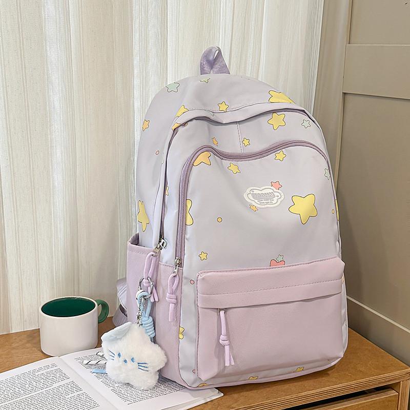 Star Lightweight Printed Casual Backpack With Nylon Material For Teens Use Daily