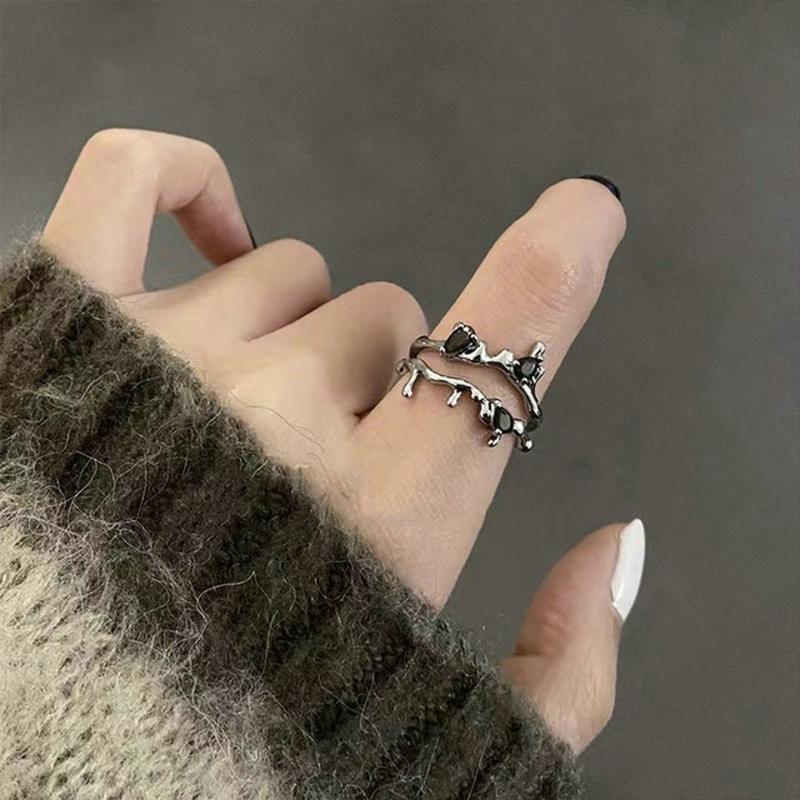 Mode Glänzende Blaue Kristall Planet Ringe Y2K Emo Mädchen Fee Exquisite Offene Finger Ring Frauen Hochzeit Party Trendy Schmuck
