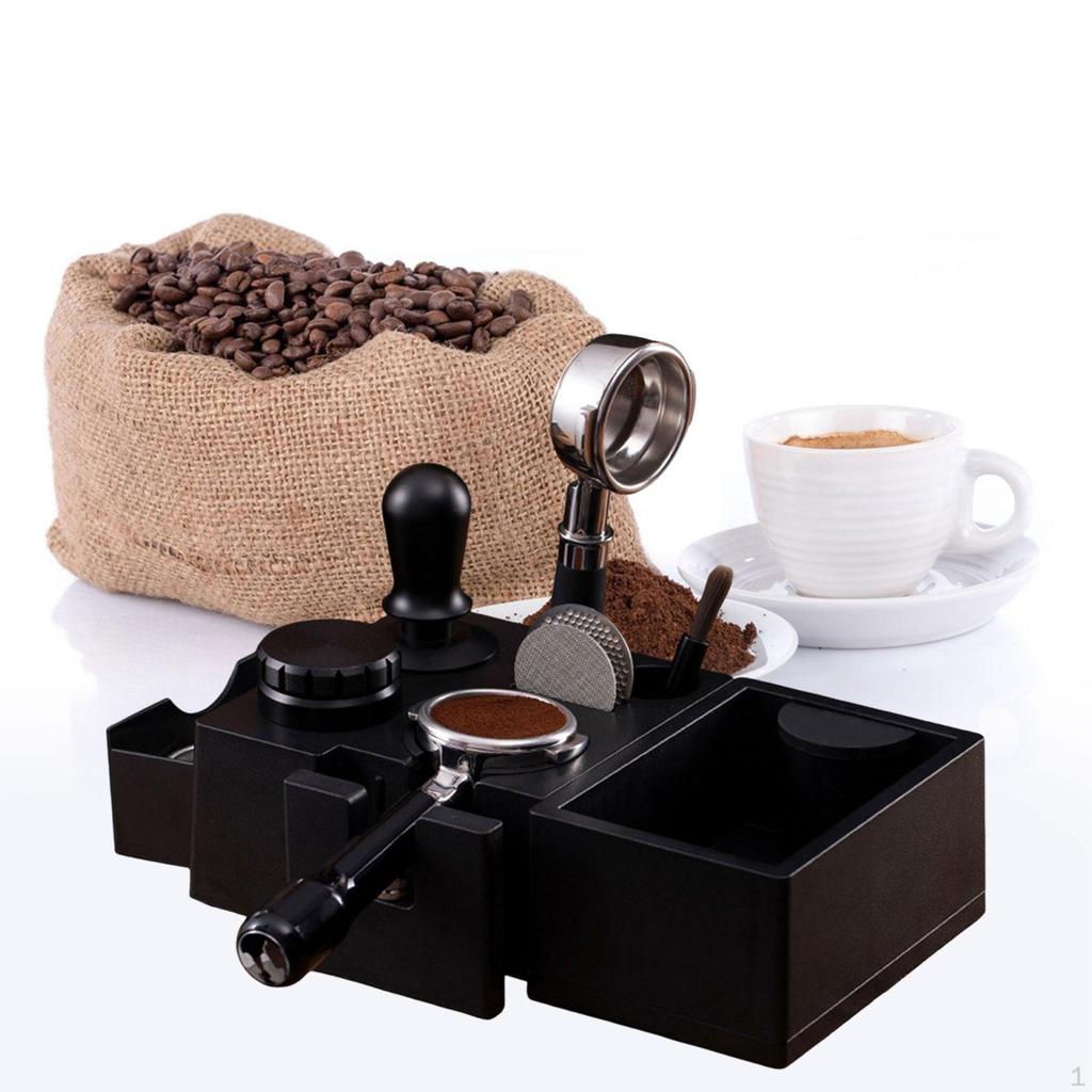 Universal Coffee Tamping Station with Side Storage Drawer Accessory Sturdy Compact Organizer
