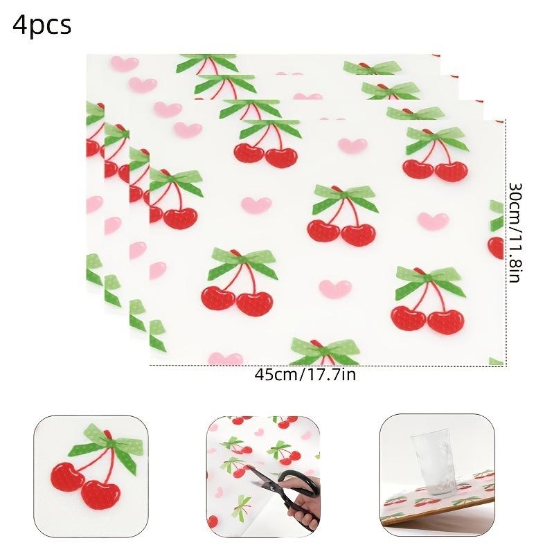 4PCS No Residue Refrigerator Pad Waterproof Anti-oil Cuttable Washable Kitchen Placemat for Shelf Drawer Liner