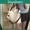 Trendy Black And White Canvas Tote Bag With Elegant Stitching Perfect For Casual Outings And School
