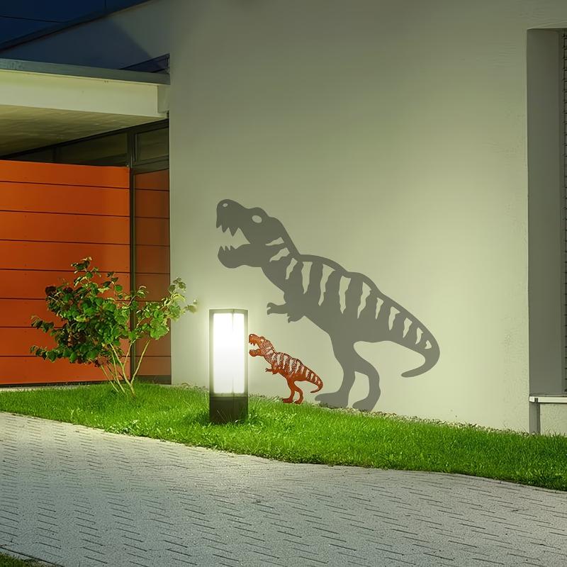 4Pcs Metal Rust Dinosaur Garden Stake Outdoor Garden Decor Ornament For Yard & Lawn Perfect Gift For Dinosaur Enthusiasts