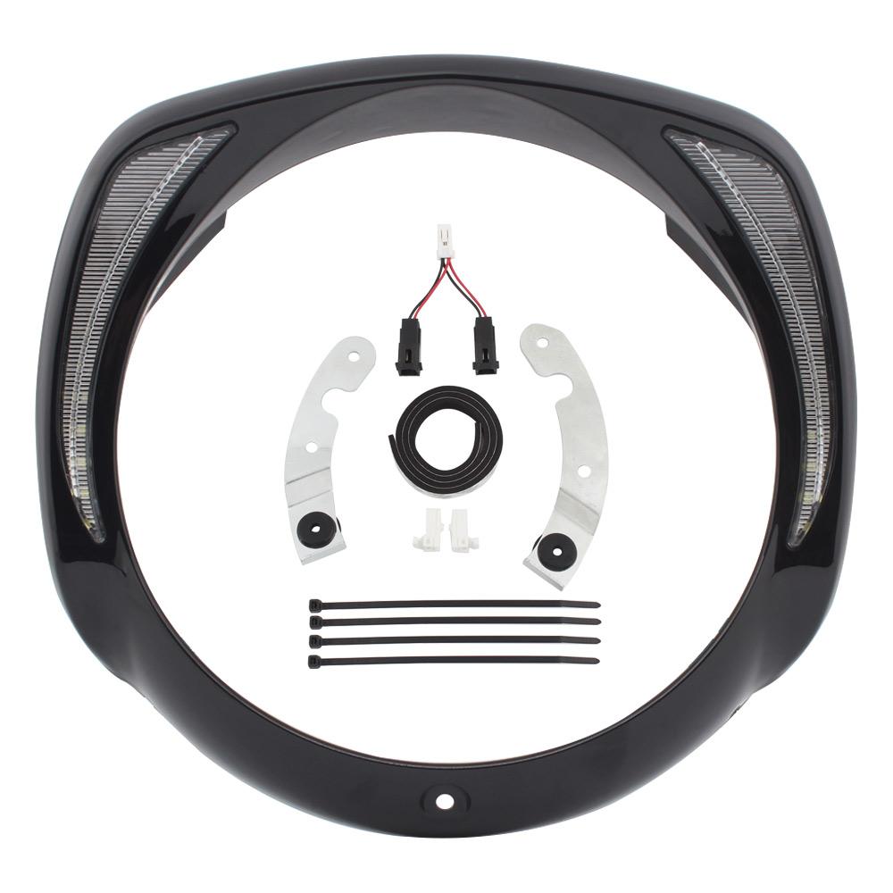 For Electra Glide Ultra Limited Low FLHTKL 2015-2019 Motorcycle Accessories 7-Inch LED Headlight Bezel Chrome/Black ABS Plastic
