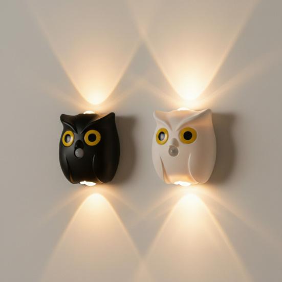 Owl Wall Lamp Rechargeable Motion Sensor Light with Dual-Glow Up And Down Soft Lighting Magnetic No-Drill