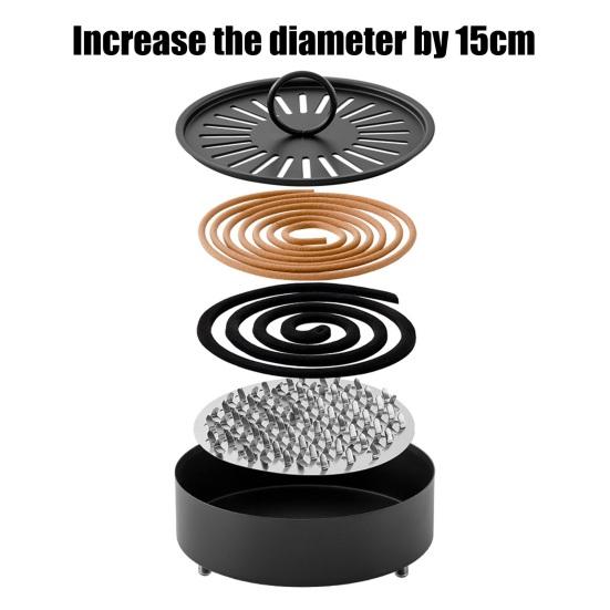Incense Coil Holder with Handle Cover Portable Indoor Outdoor Camping Fireproof Round Metal Repellent Spiral Incense Burner Ash Catcher Tray
