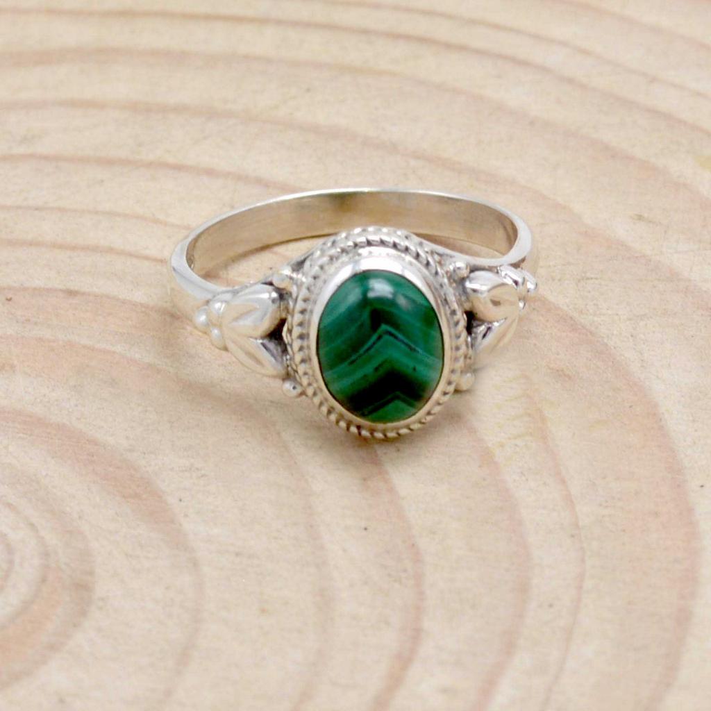 Malachite 925 Sterling Silver Women Handamde Birthstone Ring