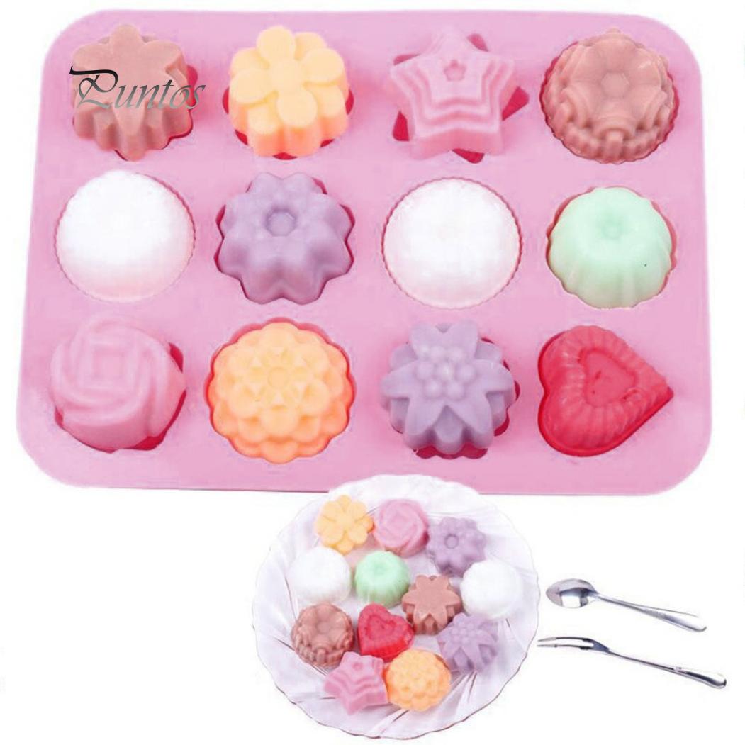 

Чистые продукты, 12 сеток, силиконовая форма для помадки, шоколадного торта, мыла, инструмент для выпечки DIY, сахарного ремесла розовый