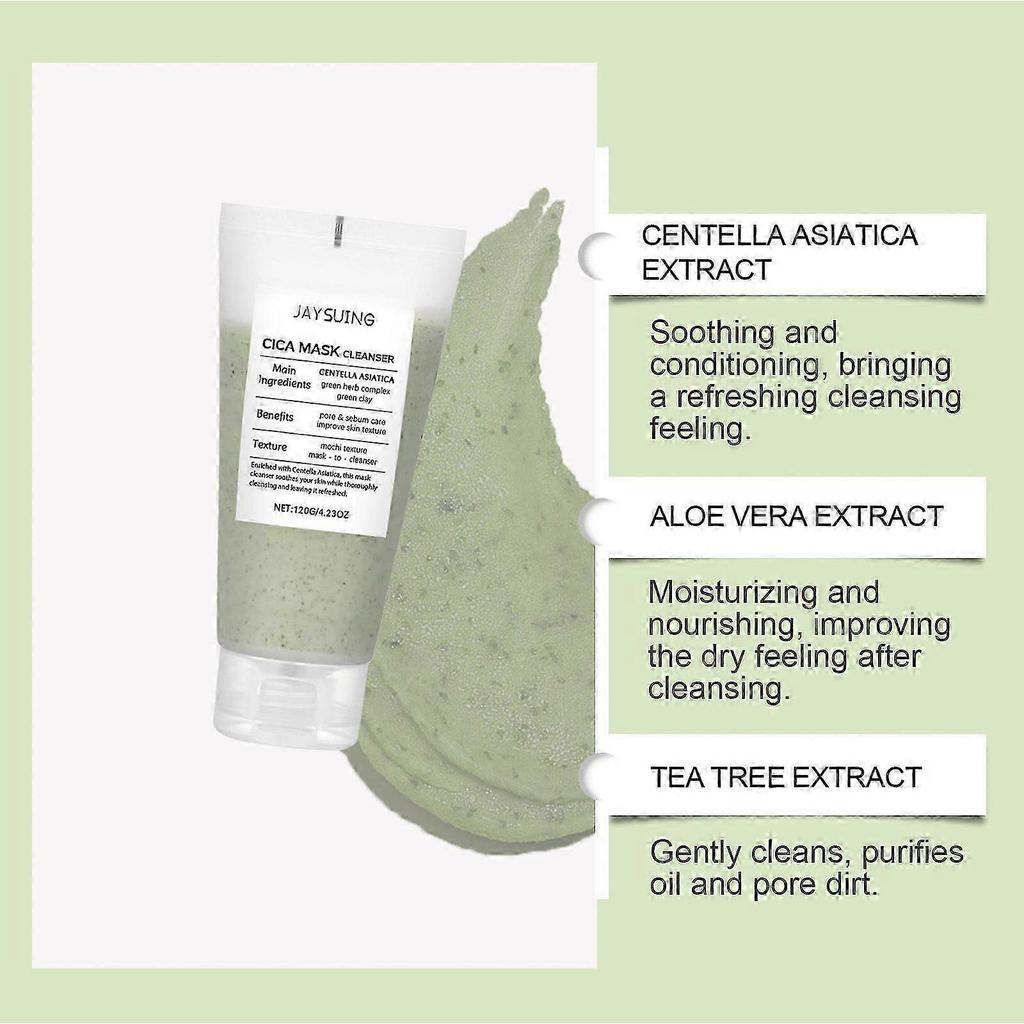 CICA Mask Cleanser, 2-in-1 Facial Wash, Gentle Pore Care, Exfoliating, Hydrating, Centella Asiatica for Acne-Prone & Sensitive Skin, Non-Drying Clay M
