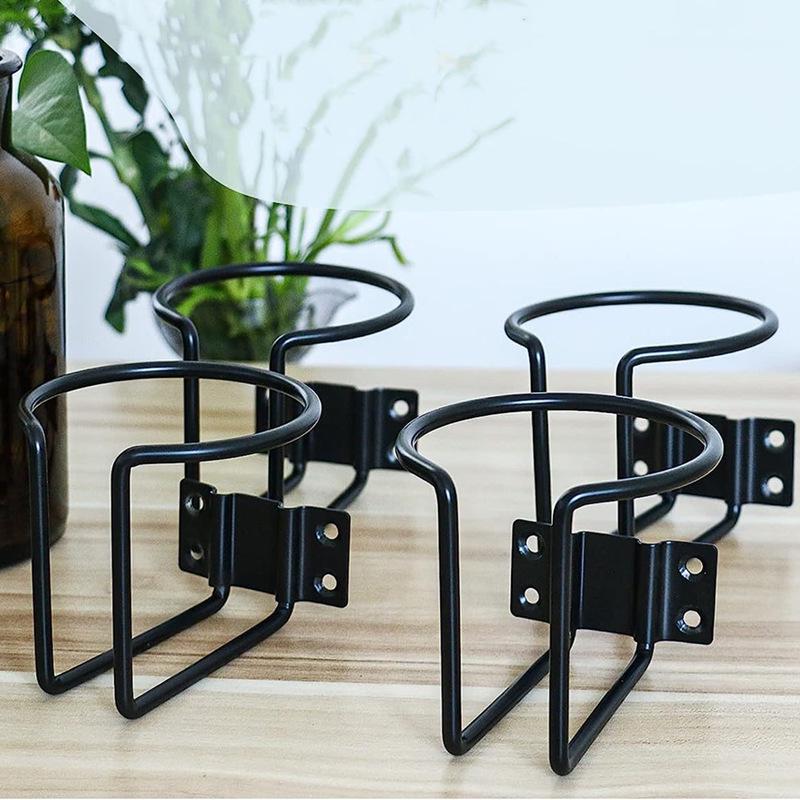Wall-Mounted Wrought Iron Cup Holder for Car, Boat, RV, Yacht, or Office Desk