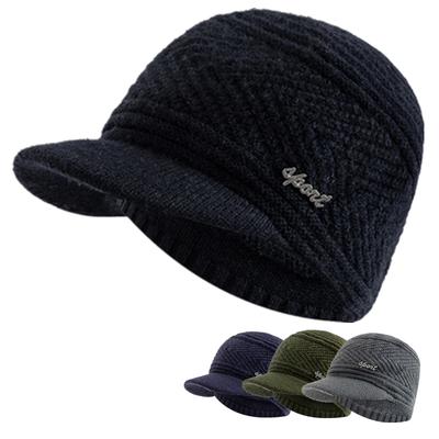 Nouveaux hommes hiver chapeaux décontracté garder au chaud bonnet mâle sport bord tricoté chapeaux