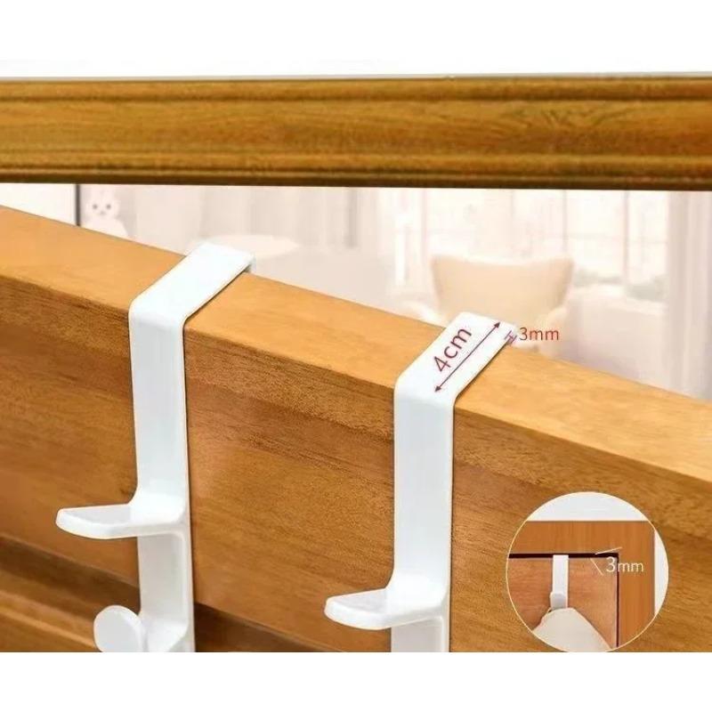 1 PCS Plastic Hook Cabinet Door Hanging Rack - Space Saving Adhesive Mount Storage Organizer for Kitchen Bathroom Desk