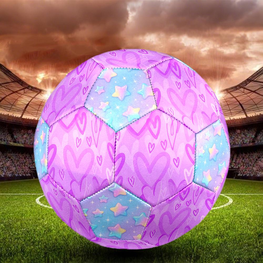 1PC Purple Heart Pastel Gradient Stars Soccer Ball Size 5 Football Machine Sewn Indoor/Outdoor Universal Football Gift W75