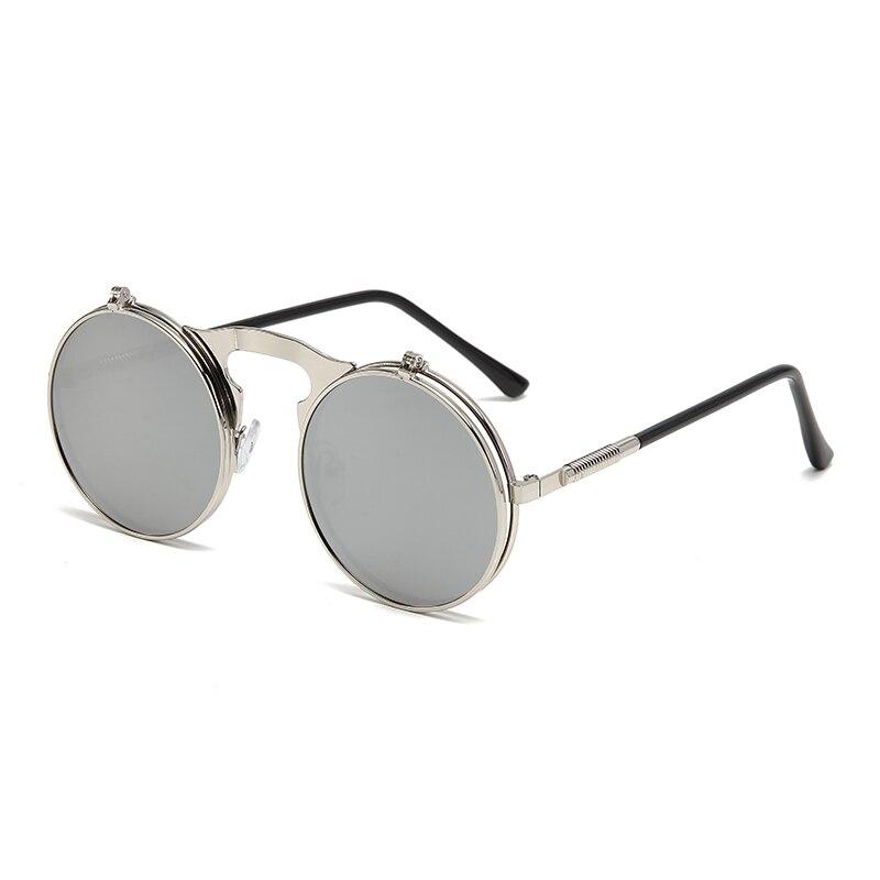 Old Metal Steampunk Flip Sunglasses Flip Men And Women Fashion Round Frames