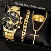 Watch Set, Watch, Men's Glass Quartz Watch, Steel Belt, One Men's Watch.