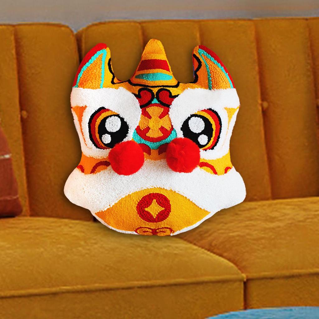 3D Lion Embroidered Pillow Case, Creative Pillowcase Chinese New Year Cushion Cover, for Bedding, Sofa, Living Room, Home Decor