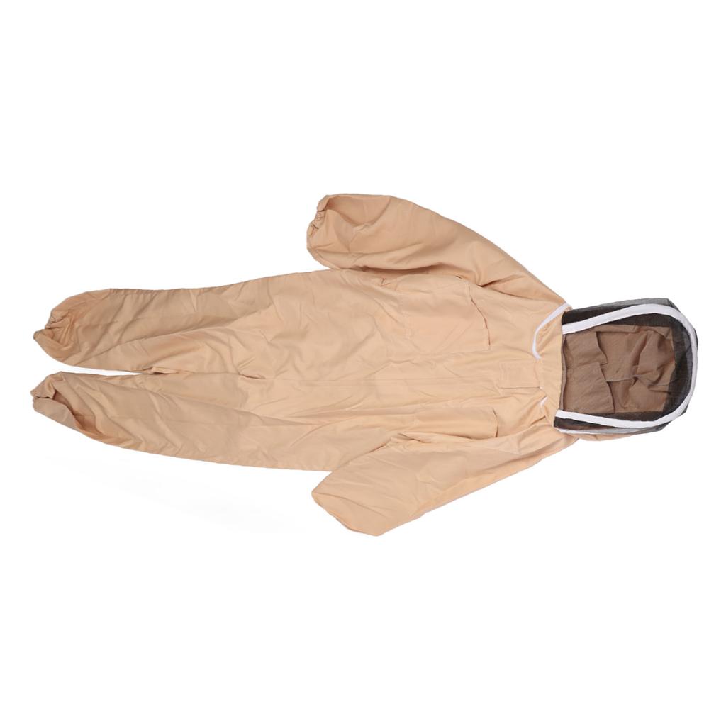 Beekeeping Suit Canvas Full Body Beekeeper Outfit Protective Clothing with Glovers for Men Women Light Coffee