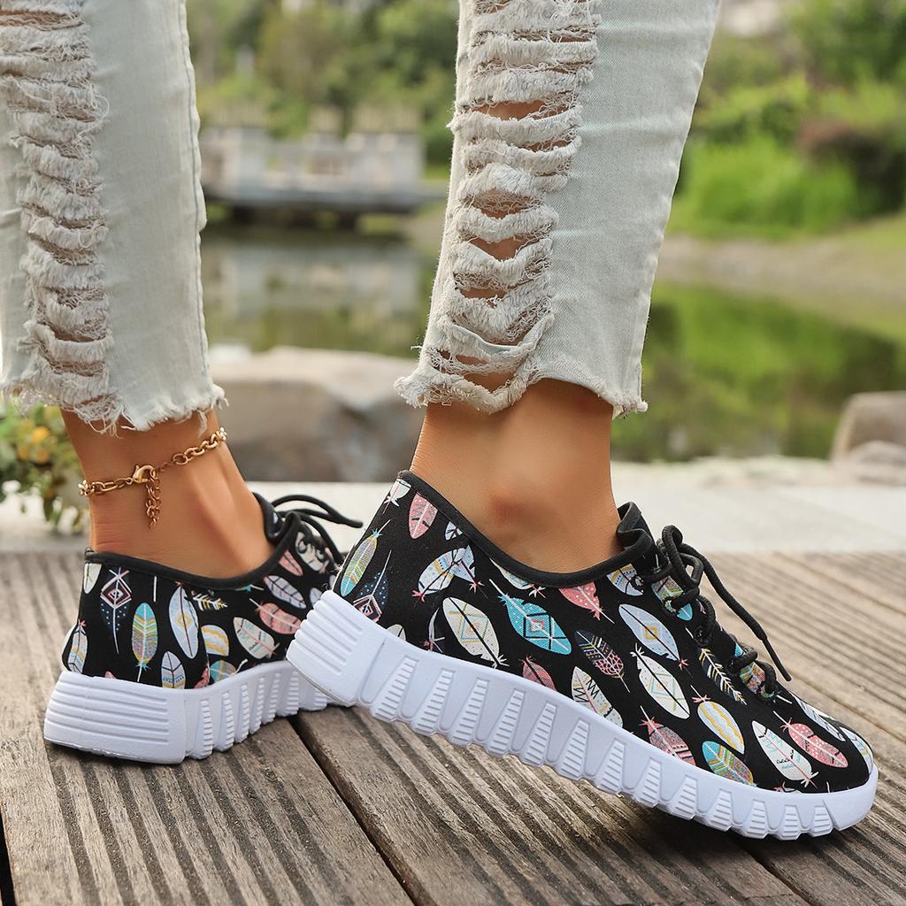 Fashion New Ethnic-style Women's Cloth Shoes, Breathable Sports Shoes, Fashionable Flat Cloth Shoes, Women's Soft-soled Casual Shoes
