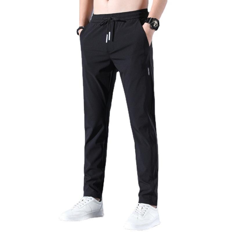 Ice Silk Pants Men's Summer Thin Business Casual Pants Elastic Breathable Straight Sports Trousers Are Hot-selling
