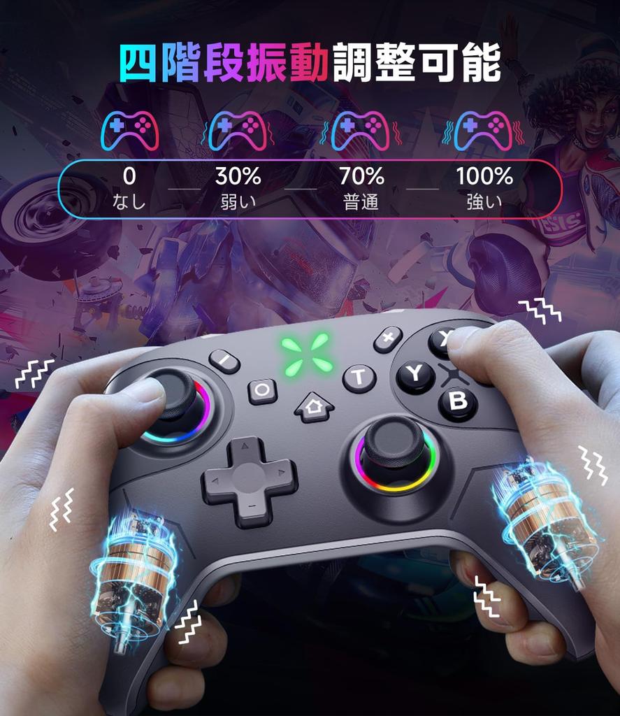 Switch 2 Controller with Double Hole Compatible with Switch Generations Innovative Switch Pro Controller with Turbo Gyro HD Back RGB Zero Wireless