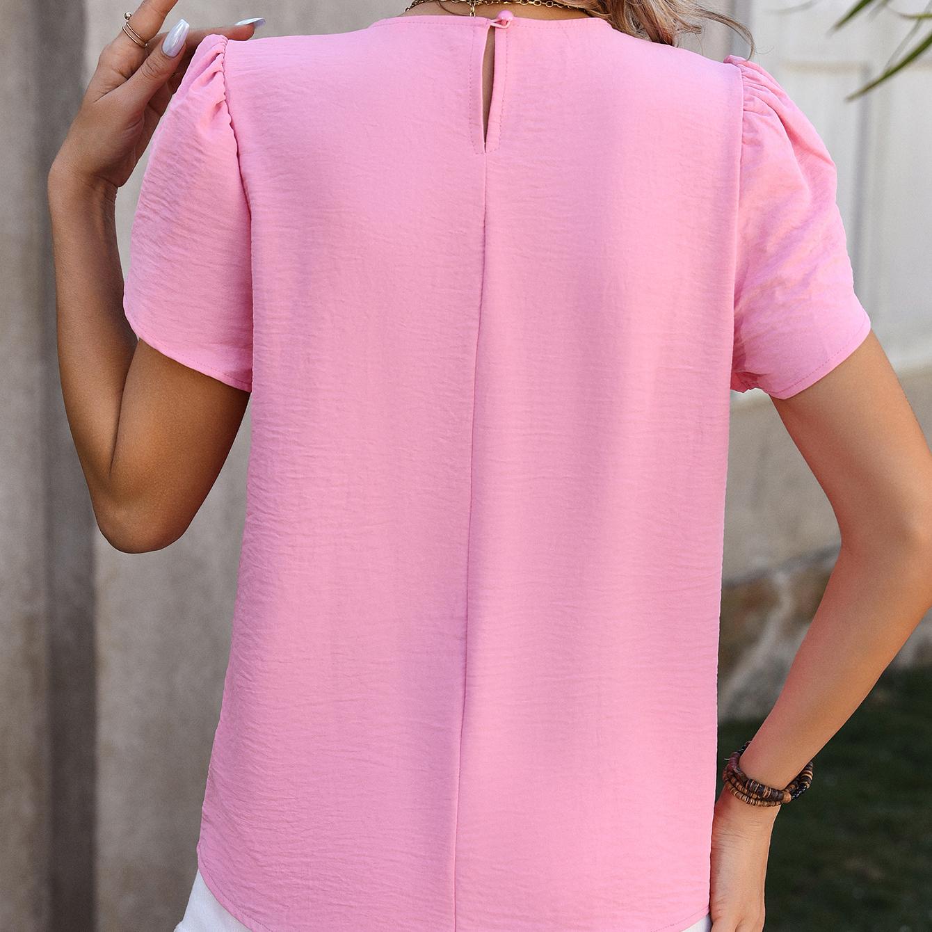 VEZFAA женские модные повседневные летние весенние однотонные блузки и рубашки — фото 8