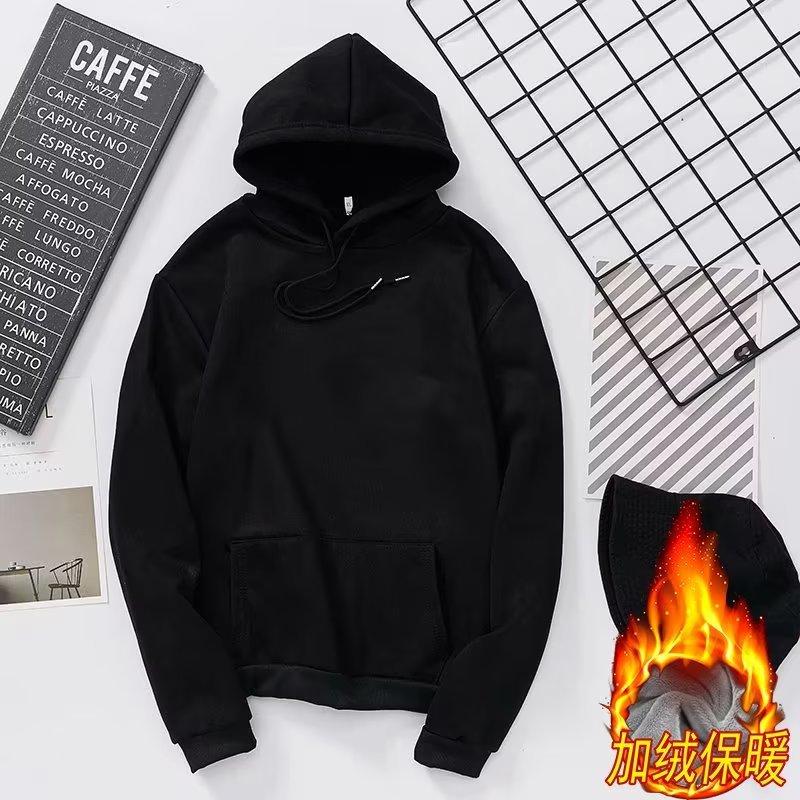 Roupas de outono e inverno masculinas e femininas veludo placa em branco impressão de placa de impressão jaqueta de estudante T-shirt de manga comprida para casal suéter com capuz cor sólida