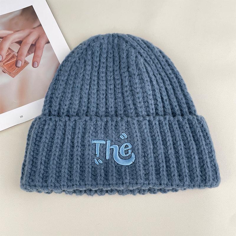 Woolen Hat for Women in Autumn and Winter Warm Ear Protection Hood Thickened Cold-proof Hat Korean Style All Match Letter Knitted Hat