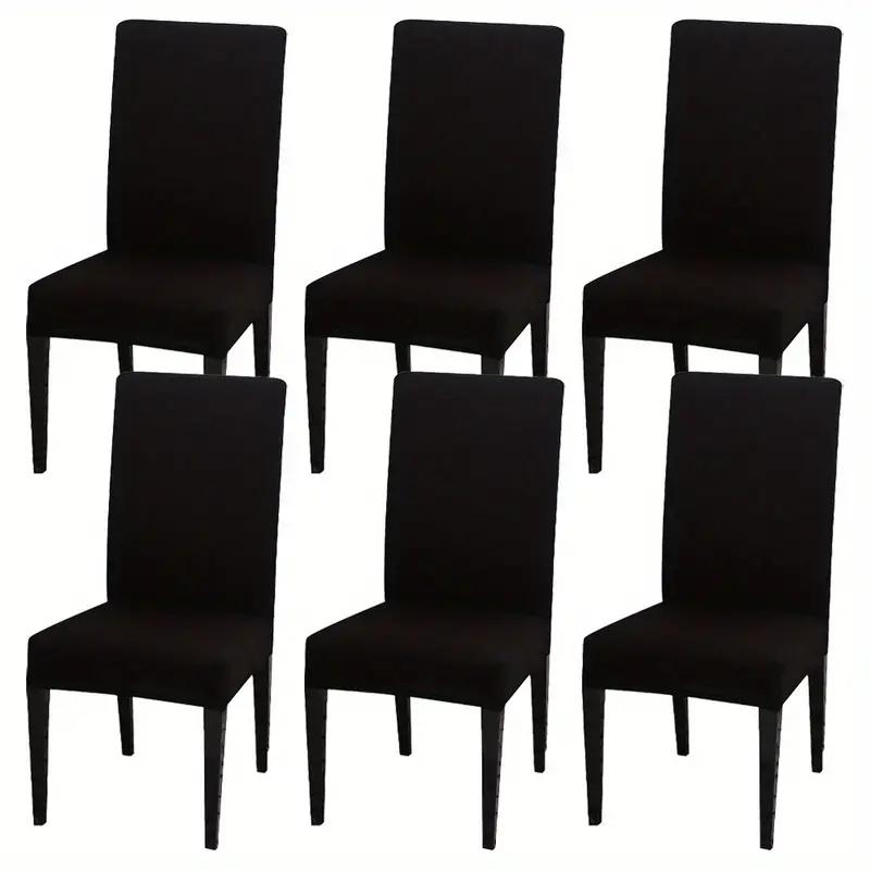 4PCS/6PCS Four Seasons Solid Color Elastic Chair Covers for Home, Hotel, and Restaurant