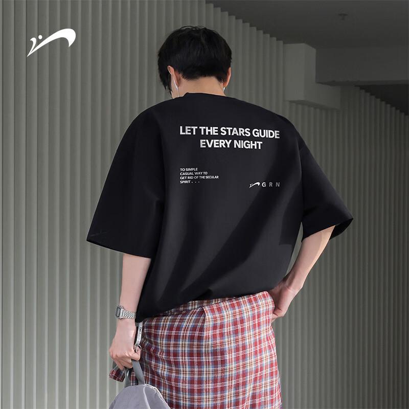 Guirenniao Men s Summer Hiphop Pure Cotton Loose T-Shirt S чёрный