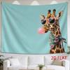 2D Flat - 2D Flat - 1pc 2D Flat Tapestry Giraffe Wearing Sunglasses And Blowing Bubblegum, Tied with a Floral Scarf, Looks Playful And Stylish
