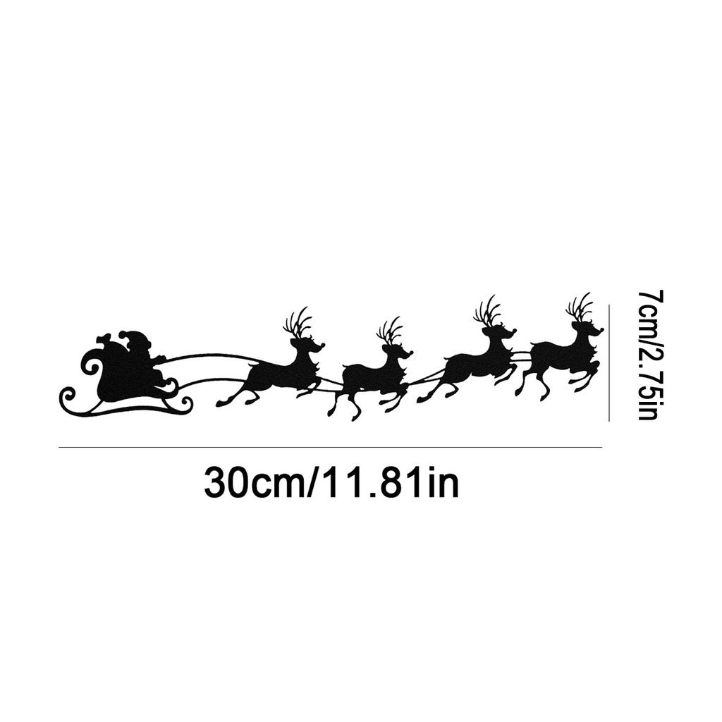 1 szt. Dekoracja ścienna z żelaza w kształcie Świętego Mikołaja i latającego renifera, Dekoracja świąteczna, Dekoracja ścienna na święta, Elegancka dekoracja świąteczna nad kominkiem