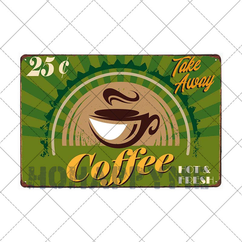 Letrero de Café Retro Decoración de Café Bar Placa Vintage Tienda de Bebidas Decorativo Pared Pub Club Póster 20x30cm