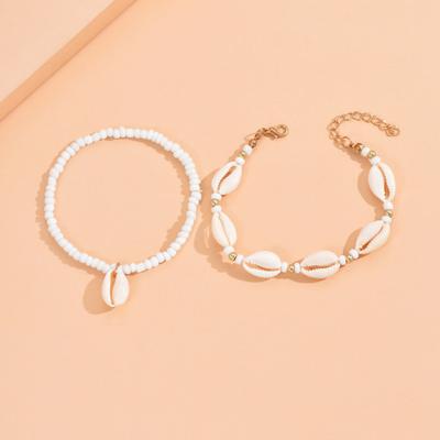 2 Piezas Collar Tobilleras para Mujer Concha Clip de Langosta Longitud Ajustable Retro Bohemio
