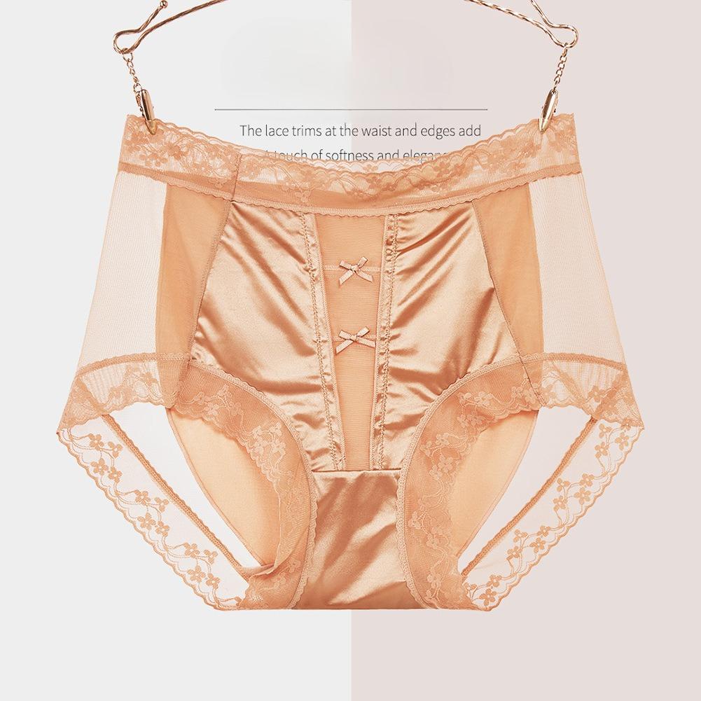 

Big Size Lady Spring and Autumn Sexy After Lace Edge Hollow Pack Hip High Waist Triangle Briefs One Size