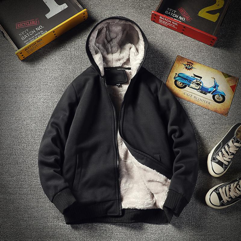 Padded and Thickened Hooded Sweatshirt Men's Models Winter Fashion Trend Loose Solid Colour Comfortable and Versatile Jacket Men's Tops