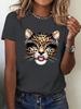 T-shirt d'été vintage pour femme avec imprimé léopard et graphique tigre, manches courtes, respirant, décontracté, col rond, vêtements pour femme
