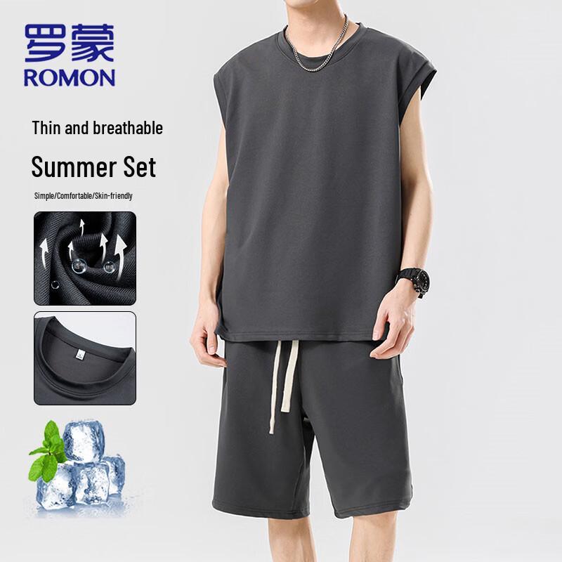 ROMON Men s Sleeveless T-shirt & Shorts Set 4XL