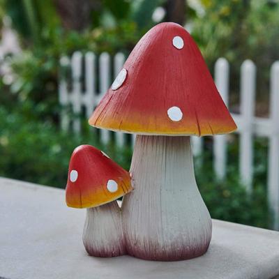 Mushroom Ornament, Fairy Gardening Figurine - Outdoor Decor Mushroom Garden Ornament Figurine, Gnome Favorite Outdoor Decoration, Mushroom Statue (Red