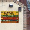 "Welcome To Our Patio" Rustic Metal Sign, Vintage-style Decor.