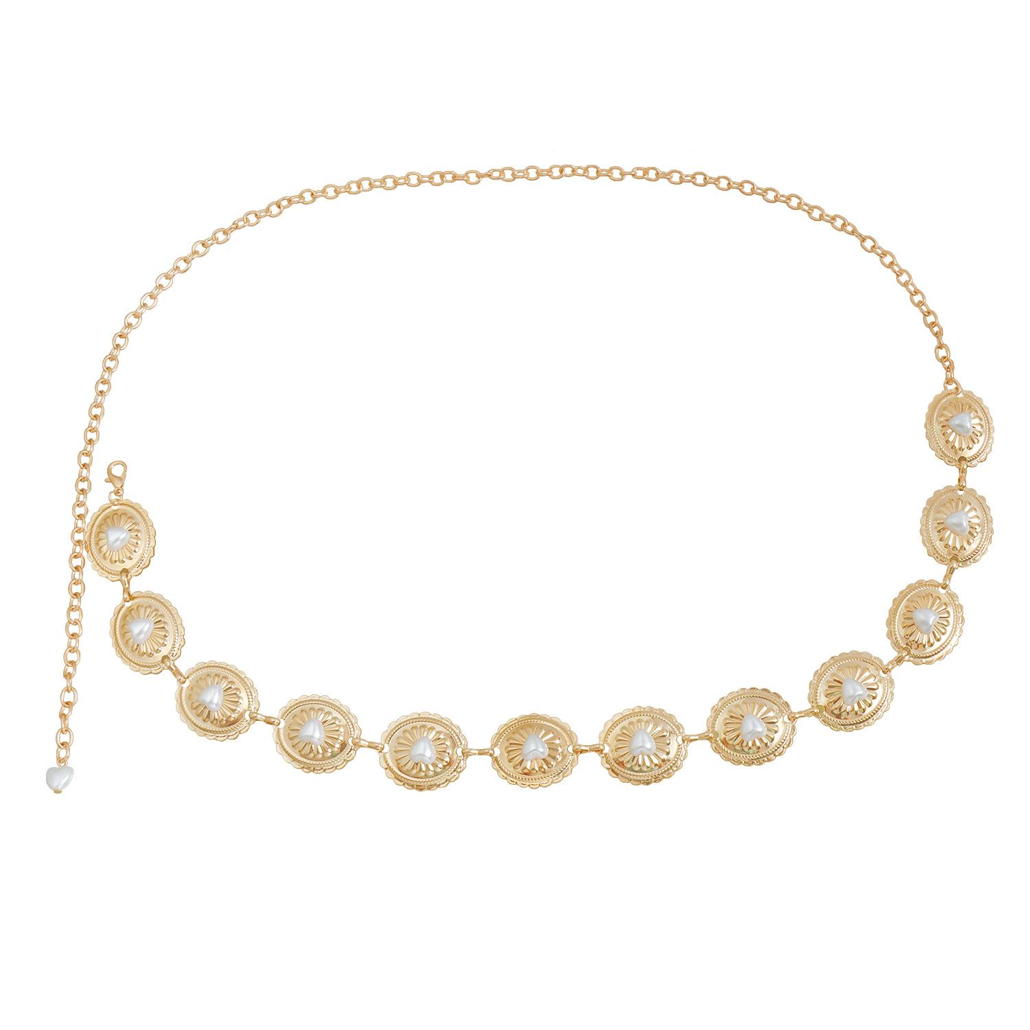 

Summer new love pearl inlaid oval waist chain Bohemian ethnic style waist jewelry золотой