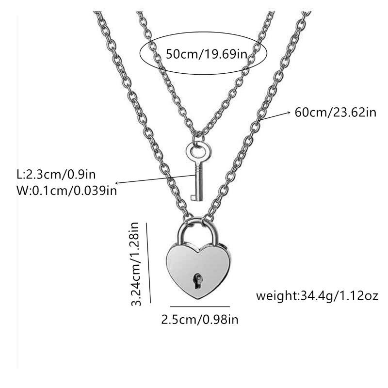 Couple Matching Heart Lock Key Pendant Necklace Love Gift For Men And Women