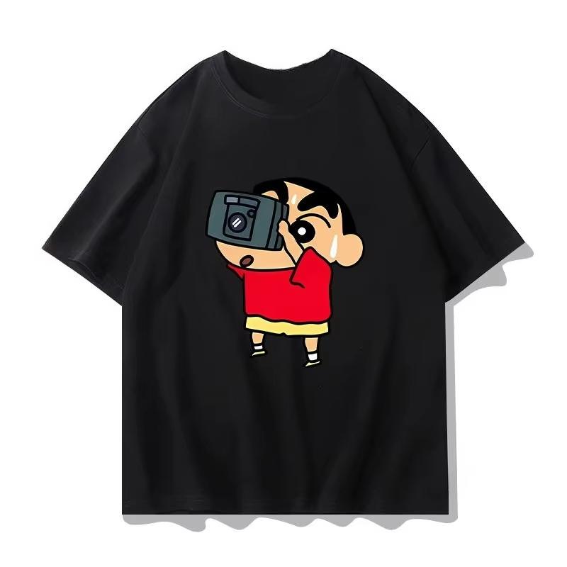 2025 New Shin Chan Crayon Printed Summer T-shirt Cotton Japanese Cartoon Women T-shirt Short Sleeve Round Neck Loose T-shirt Top