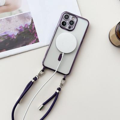Magnetický průhledný kryt na telefon pro řadu IPhone 16 Nárazuvzdorný crossbody kryt na telefon s ramenním popruhem
