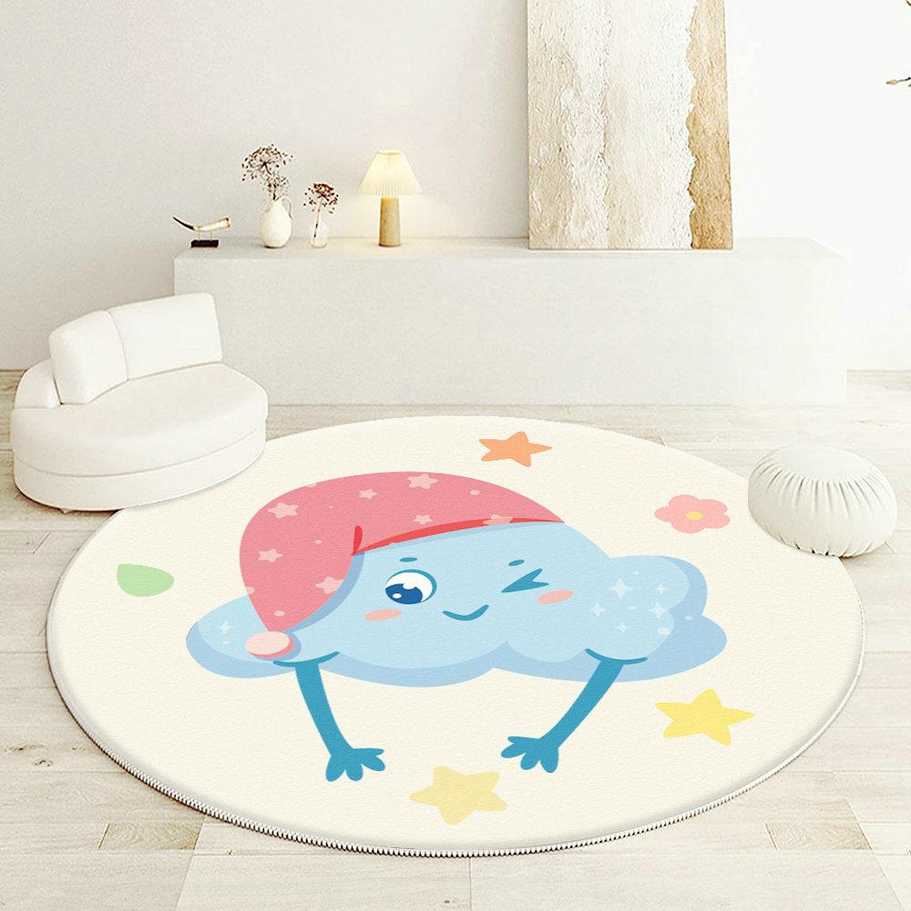 Cartoon Round Rugs for Living Room Fluffy Soft Plush Carpet Thickened Kids Bedroom Floor Mat Study Decor