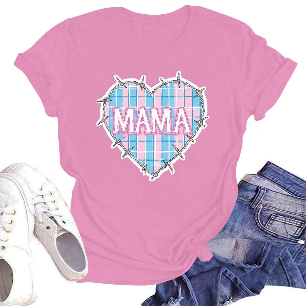 Dámské tričko s kulatým výstřihem pro volný čas s potiskem a krátkým rukávem